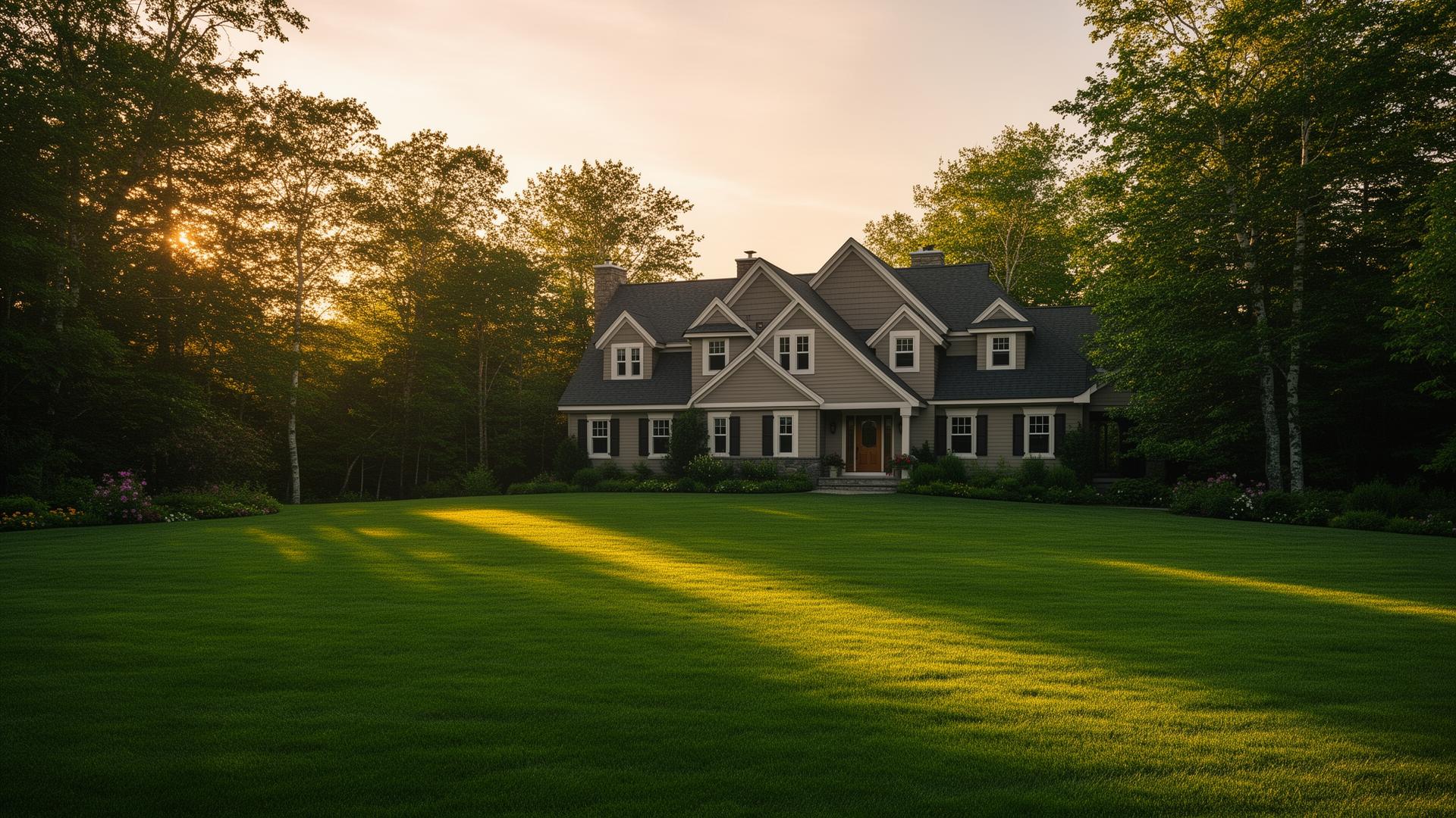 Manicured lush green lawn at a Nova Scotia home